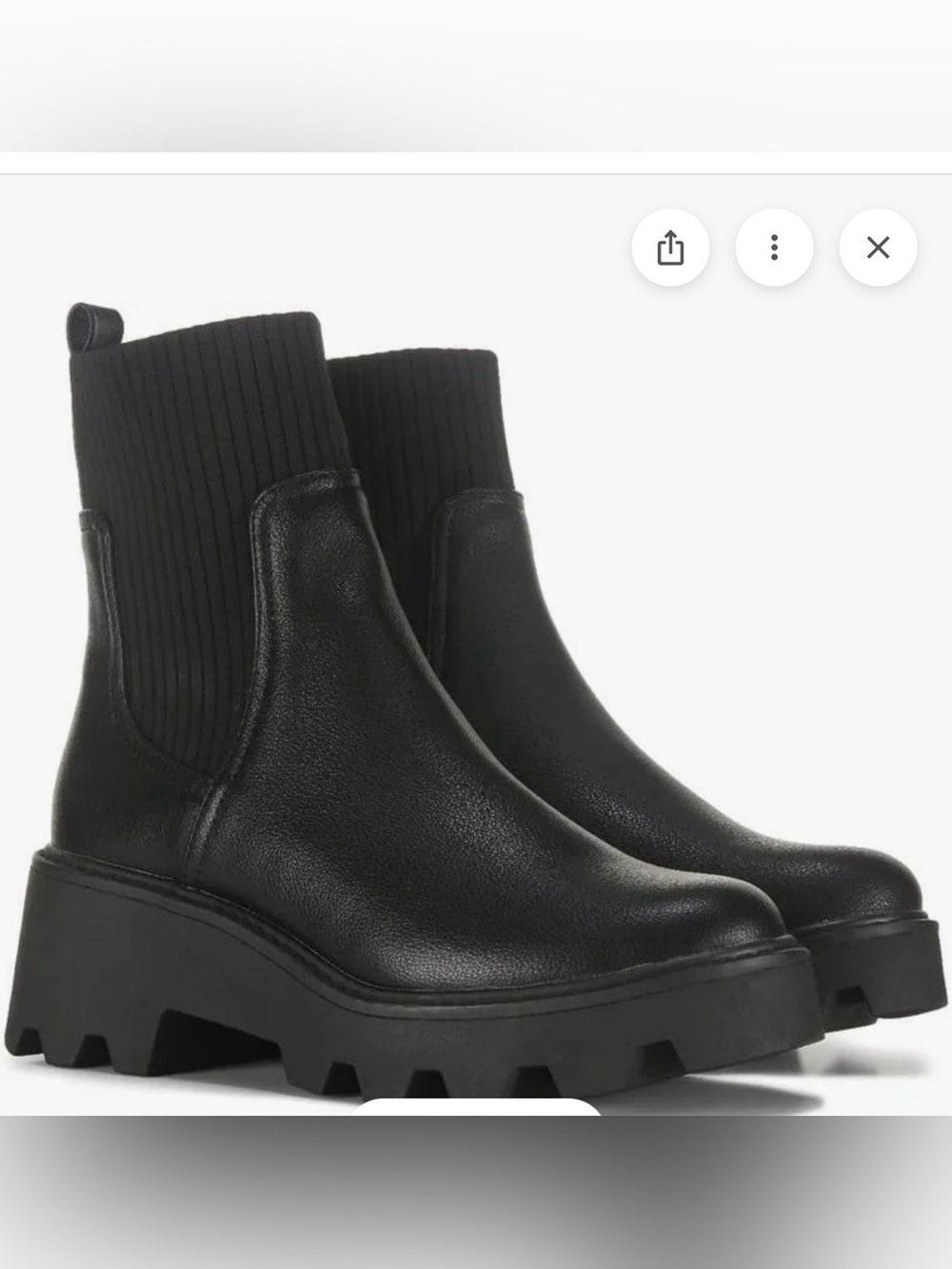 Dolce Vita Black Ribbed Chelsea Platform Ankle Boots